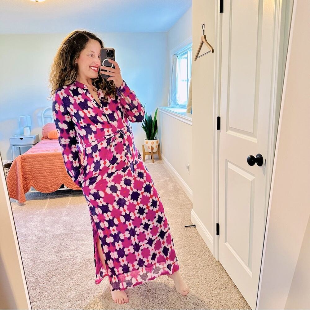 Banjanan Pink Purple Tie Dye Long Sleeve Maxi Dress Small